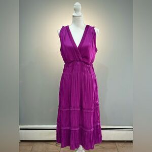 Purple WHBM Pleated Wrap Dress Size S